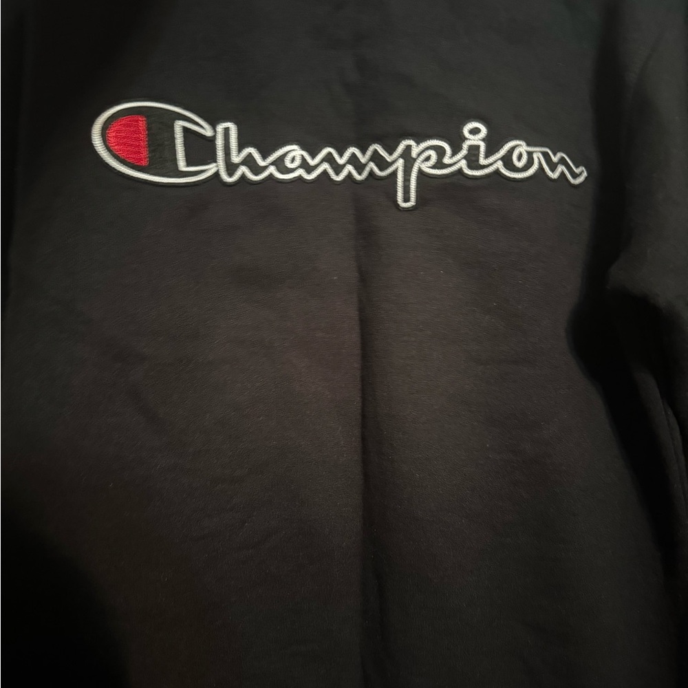 Champion Black Tee with Red Logo
